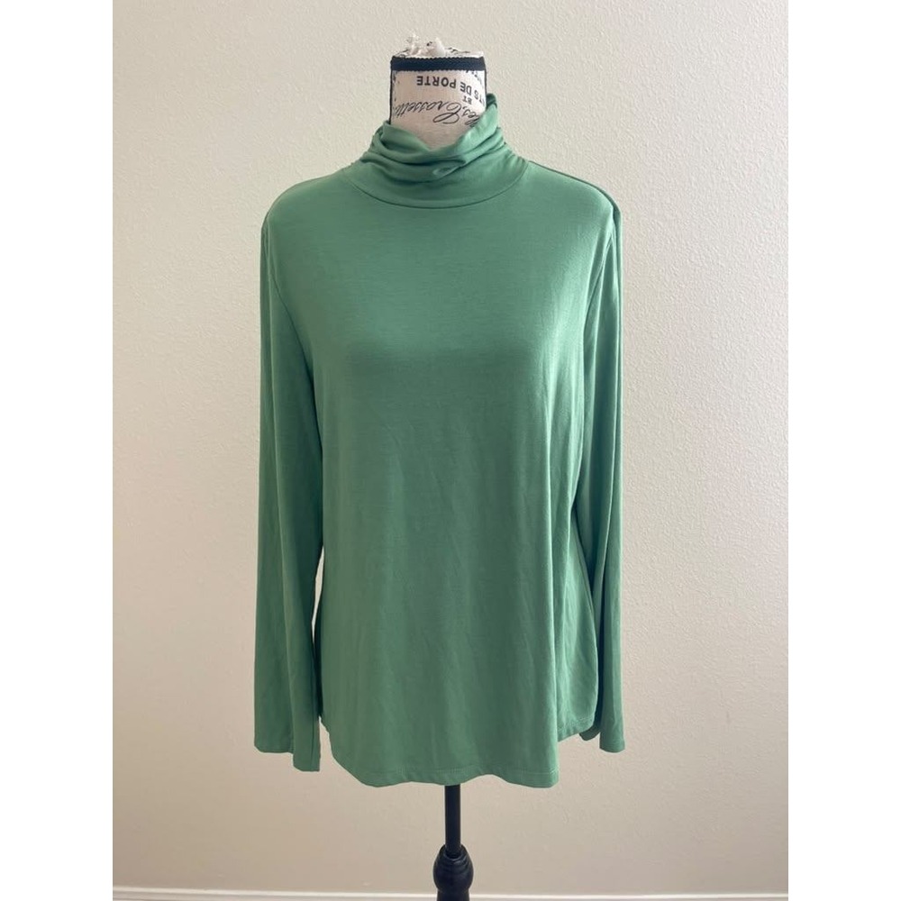 Lot of 2 Womens Mock Neck Long Sleeve Tops Green Magenta XL JH Collectibles New